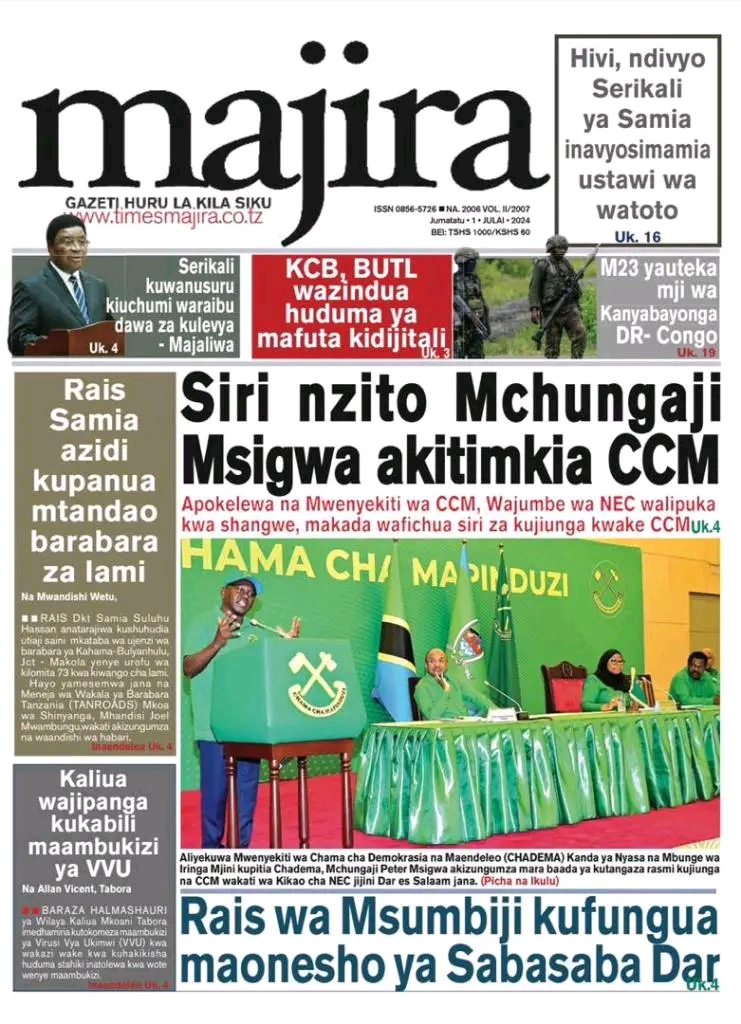 KURASA ZA MAGAZETI YA HIVI LEO 01/07/2024