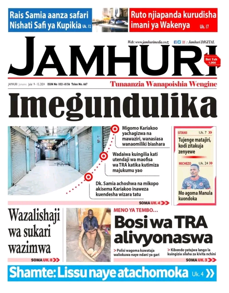 KURASA ZA MAGAZETI YA HIVI LEO 09/07/2024